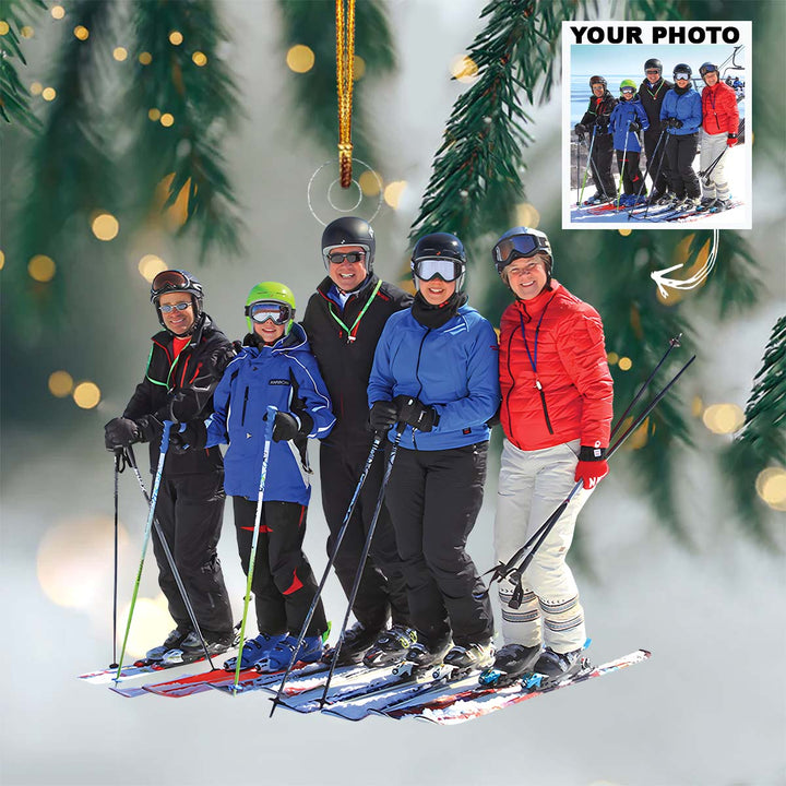 Personalized Photo Mica Ornament - Christmas, Birthday Gift For Family Member, Skiing Lover - Customized Your Photo Ornament