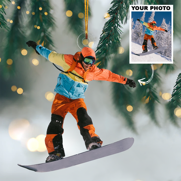 Personalized Photo Mica Ornament - Christmas, Birthday Gift For Family Member, Snowboarding Lover - Customized Your Photo Ornament