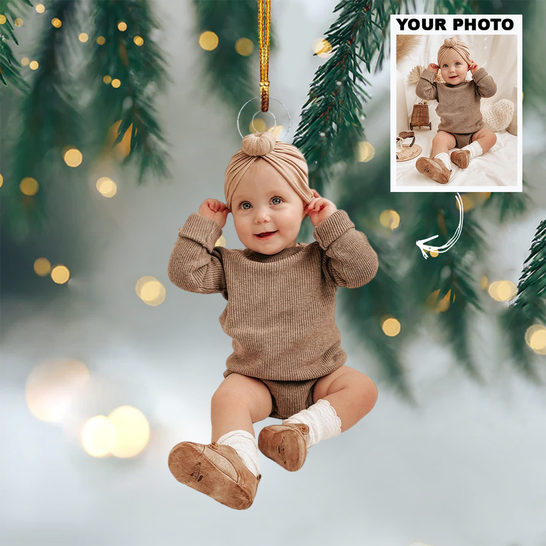 Customized Photo Ornament Baby Christmas - Personalized Photo Mica Ornament - Christmas Gift For Family Members