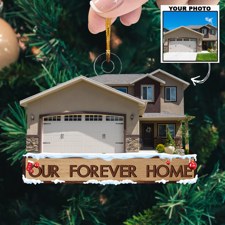 Our Forever Home 2023 - Personalized Photo Mica Ornament - Christmas Gift For Family Members UPL0HD041