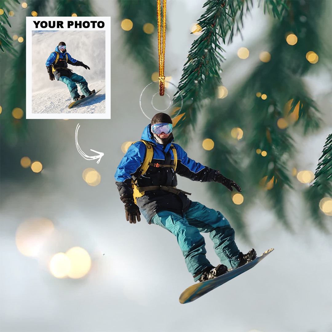 Snowboard Ornament - Personalized Photo Mica Ornament - Customized Your Photo Ornament