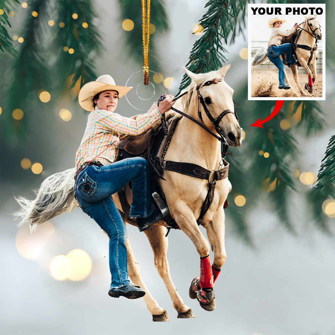 Customized Christmas Photo Ornament V35 - Personalized Photo Mica Ornament - Christmas, Birthday Gift For Horse Lovers