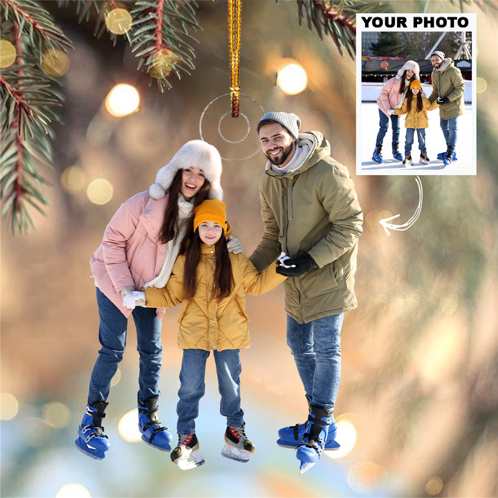 Personalized Photo Mica Ornament - Christmas, Birthday Gift For Family Member, Ice Skating Lover - Customized Your Photo Ornament