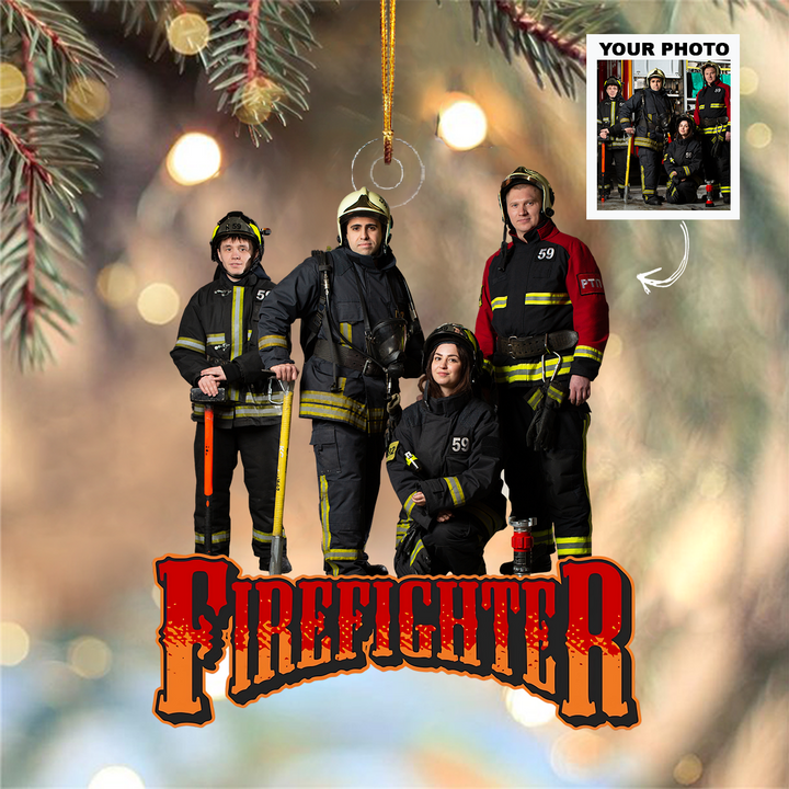 Personalized Photo Mica Ornament - Christmas, Birthday Gift For Family Members, Firefighters - Customized Your Photo Ornament UPL0AD001