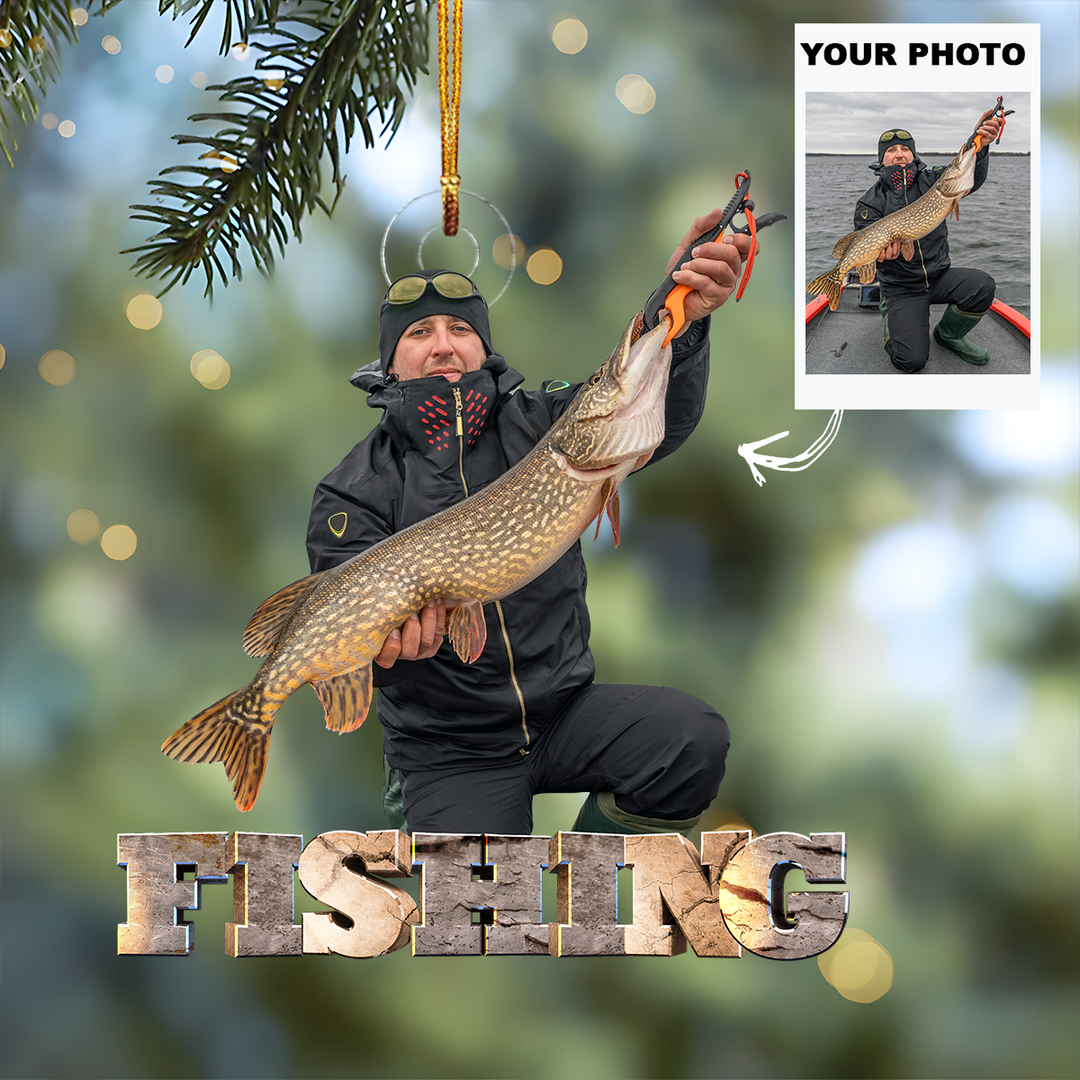 Customized Photo Ornament - Personalized Photo Mica Ornament - Christmas Gift For Fishing Lovers, Family Members UPL0HD053