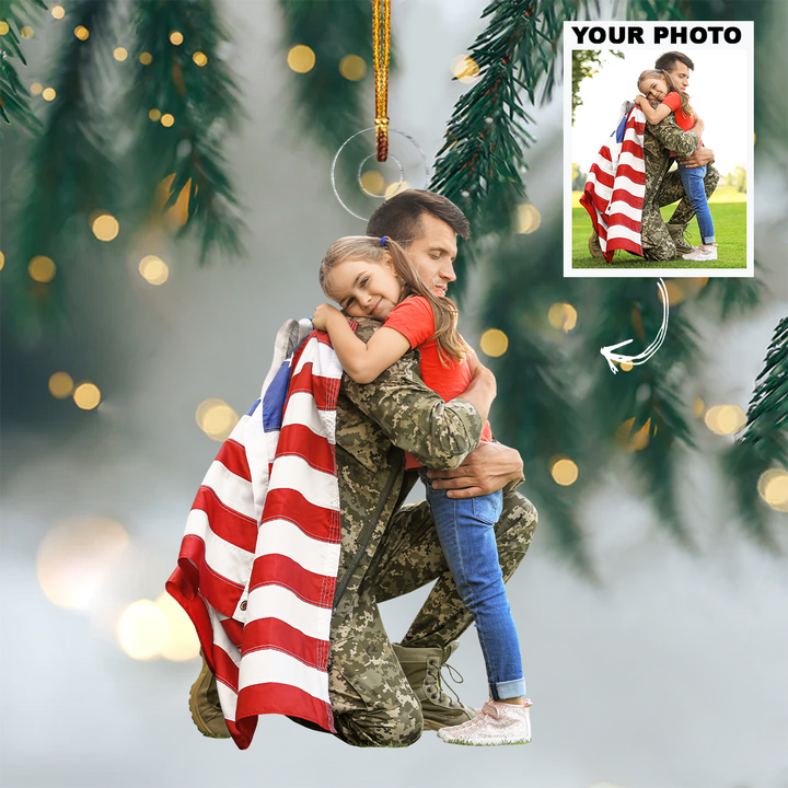 Personalized Photo Mica Ornament - Christmas, Birthday Gift For Family Members, Military - Customized Your Photo Ornament