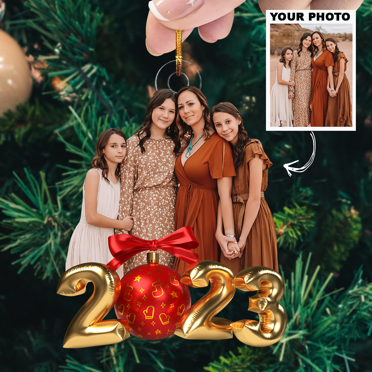 2023 Christmas Photo Ornament V2 - Personalized Photo Mica Ornament - Christmas Gift For Family Members UPL0HD046