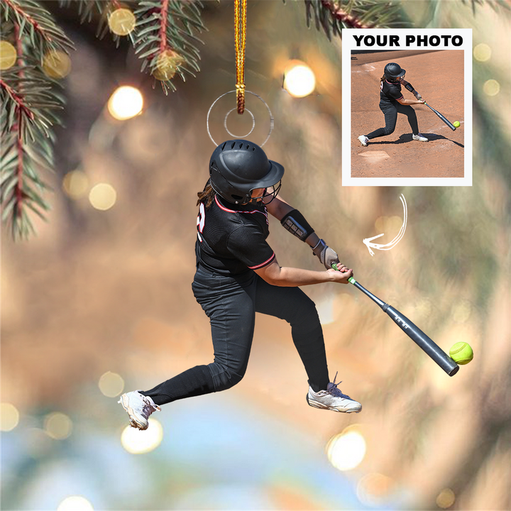 Personalized Photo Mica Ornament - Christmas, Birthday Gift For Family Members, Softball Lovers - Customized Your Photo Ornament