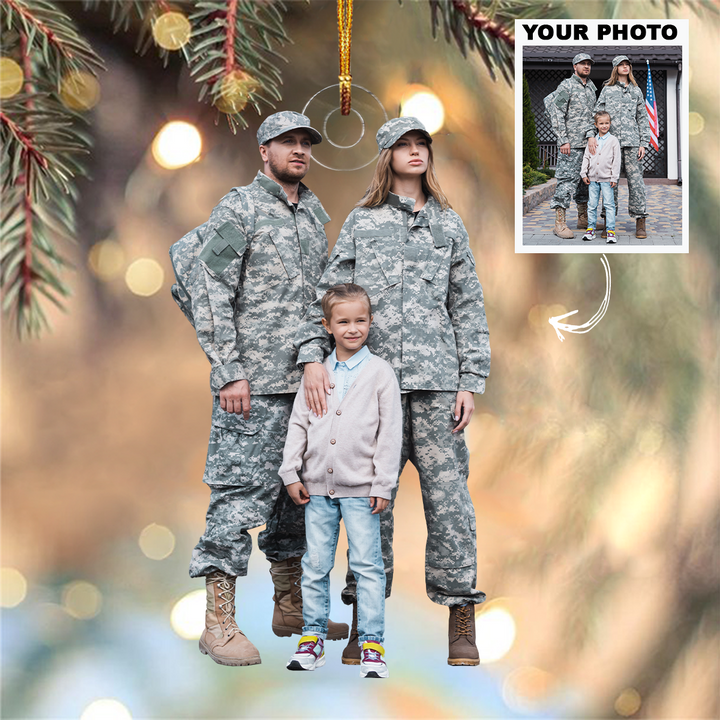 Personalized Photo Mica Ornament - Christmas, Birthday Gift For Family Members, Military - Customized Your Photo Ornament