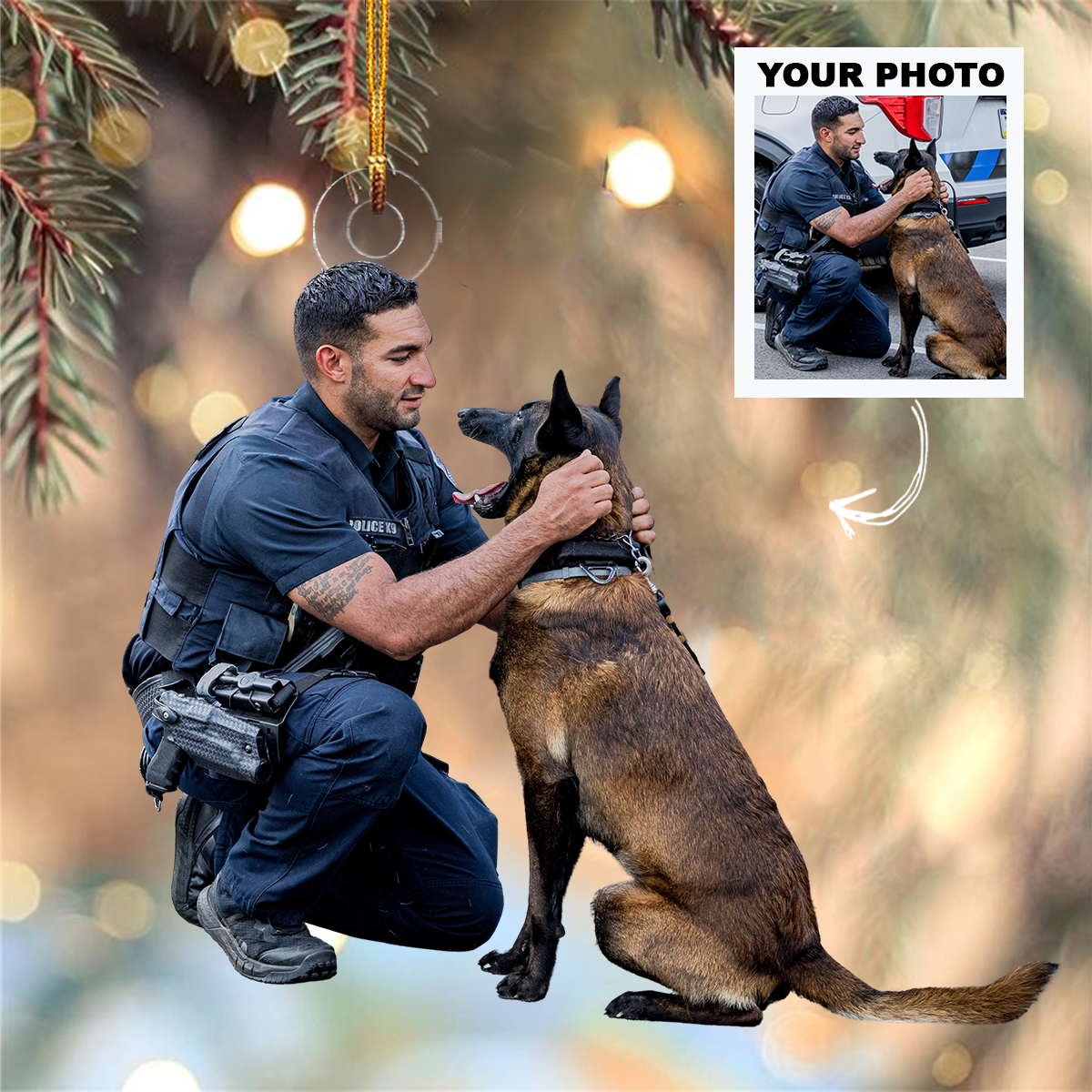 Personalized Photo Mica Ornament - Christmas, Birthday Gift For Family Members, Police Officers - Customized Your Photo Ornament