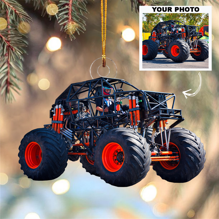 Personalized Photo Mica Ornament - Christmas, Birthday Gift For Family Member, Monster Truck Lover - Customized Your Photo Ornament