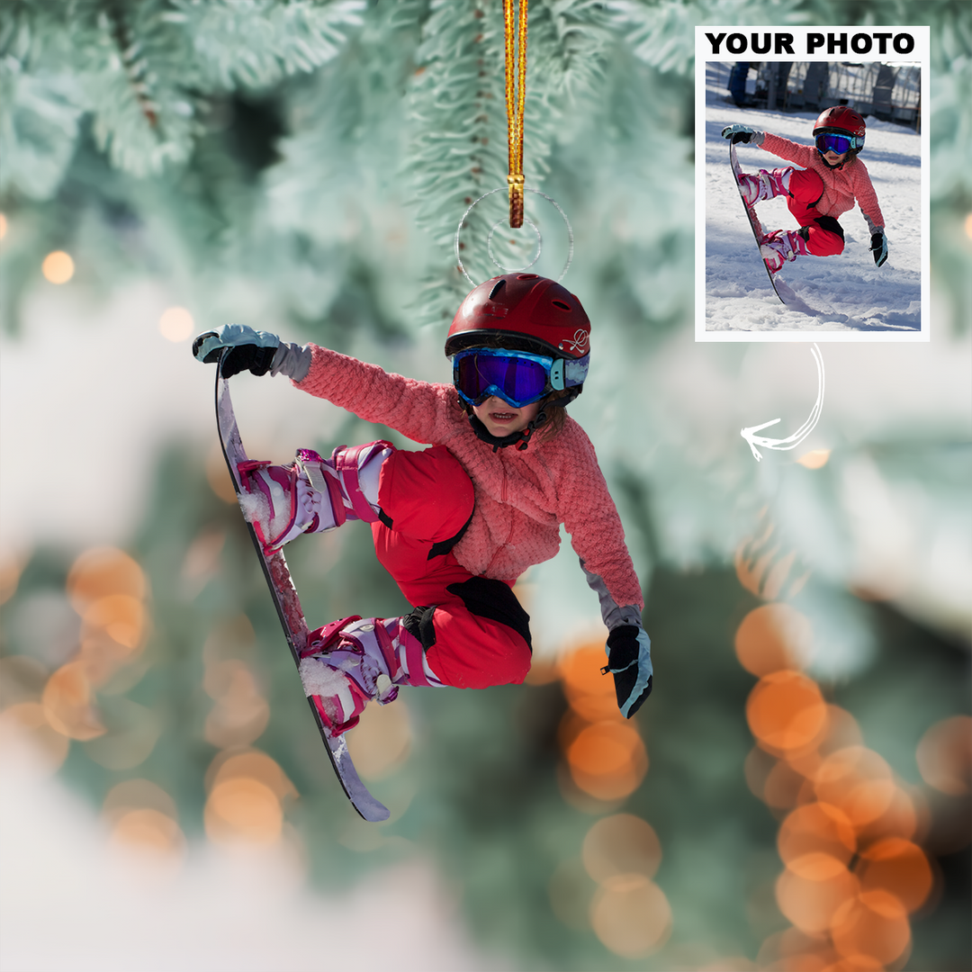Personalized Photo Mica Ornament - Christmas, Birthday Gift For Family Member, Snowboarding Lover - Customized Your Photo Ornament