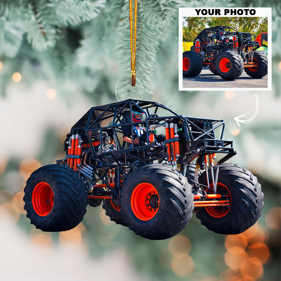 Personalized Photo Mica Ornament - Christmas, Birthday Gift For Family Member, Monster Truck Lover - Customized Your Photo Ornament