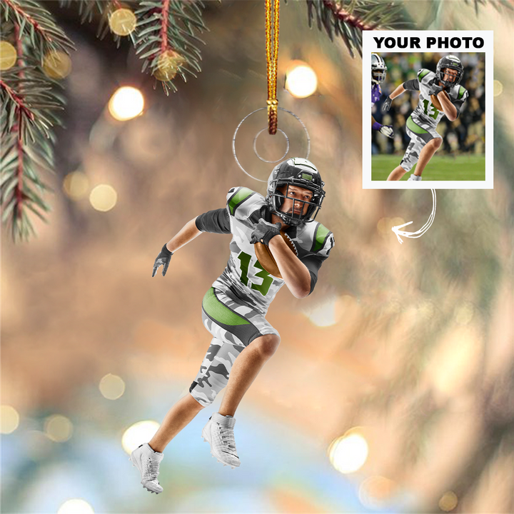 Football Ornament - Personalized Photo Mica Ornament - Christmas Gift For Football Lover