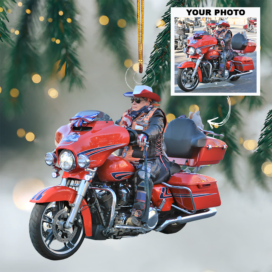 Personalized Photo Mica Ornament - Christmas, Birthday Gift For Family Member, Motorcycle Lover - Customized Your Photo Ornament