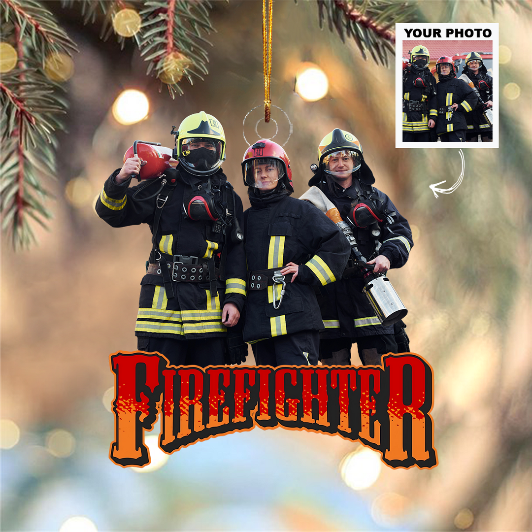 Personalized Photo Mica Ornament - Christmas, Birthday Gift For Family Members, Firefighters - Customized Your Photo Ornament UPL0AD001