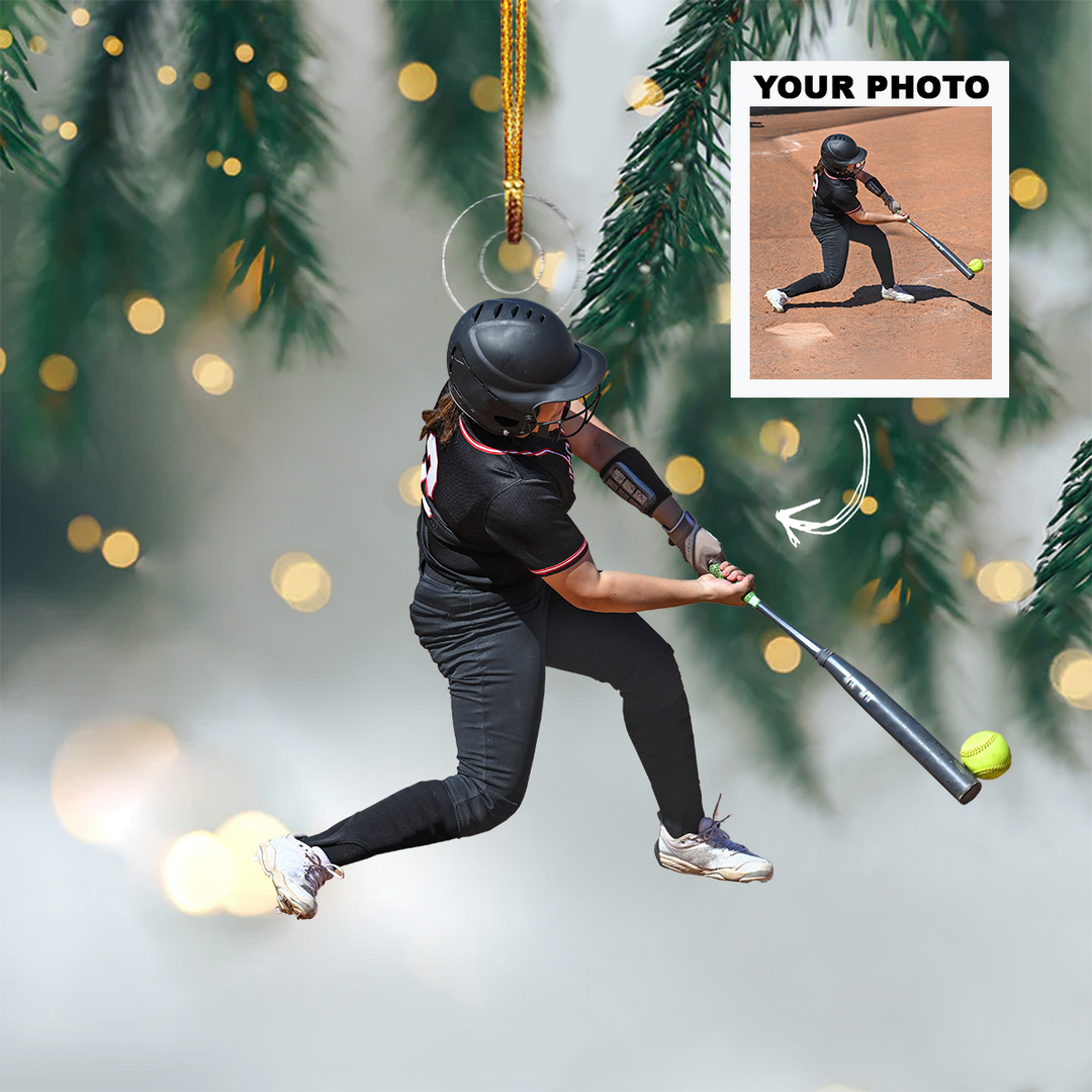 Personalized Photo Mica Ornament - Christmas, Birthday Gift For Family Members, Softball Lovers - Customized Your Photo Ornament