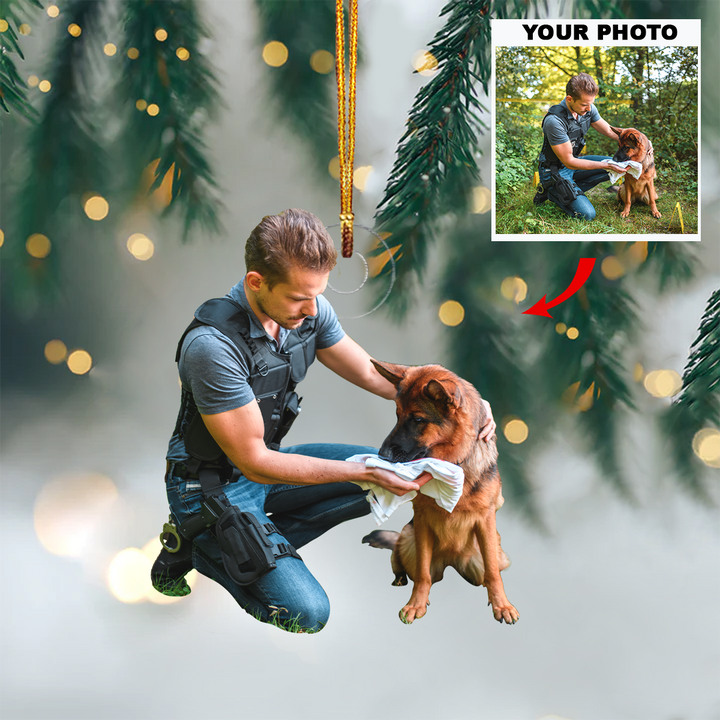 Police Dog - Personalized Photo Mica Ornament - Customized Your Photo Ornament - Christmas Gift For Police Officers, Dog Lovers
