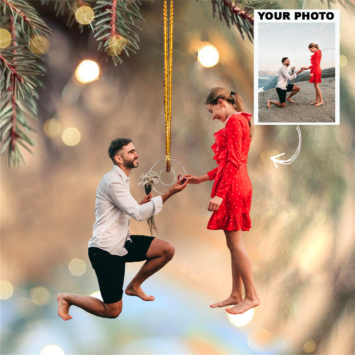 Marriage Proposal - Personalized Photo Mica Ornament - Christmas, Valentine's Day,Anniversary, Gift For Couple, Husband, Wife