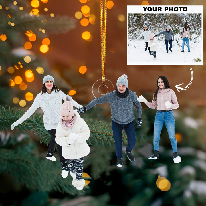 Snow Fight - Personalized Photo Mica Ornament - Customized Your Photo Ornament - Christmas Gift For Family Members, Friends