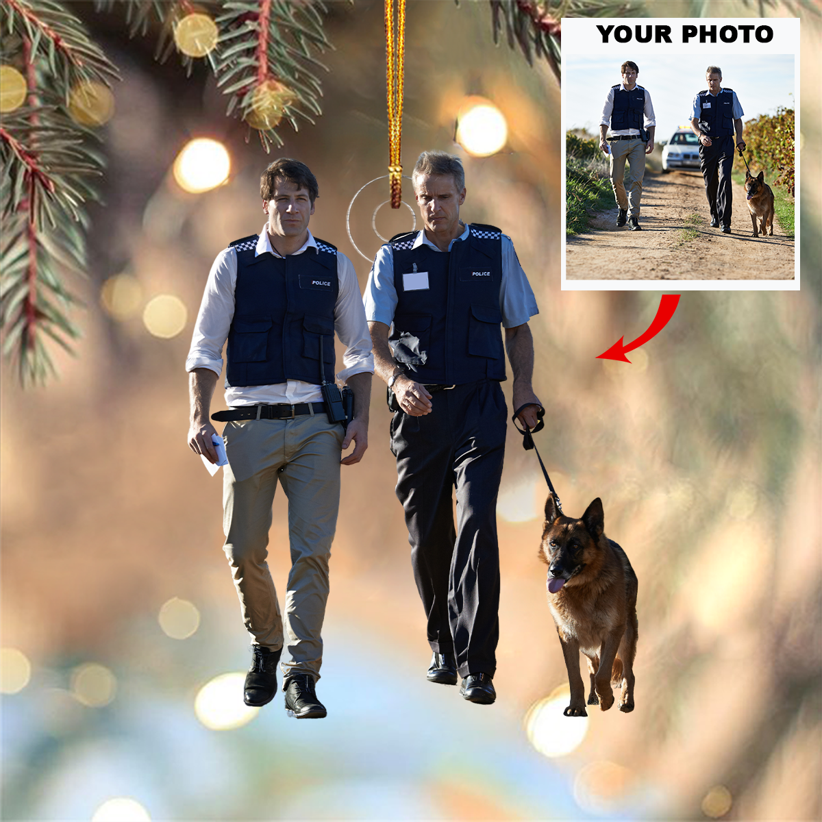 Police Dog - Personalized Photo Mica Ornament - Customized Your Photo Ornament - Christmas Gift For Police Officers, Dog Lovers