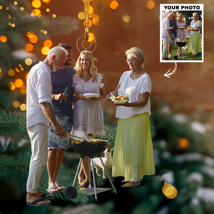 BBQ Party - Personalized Photo Mica Ornament - Customized Your Photo Ornament - Christmas Gift For Friends, Family Members
