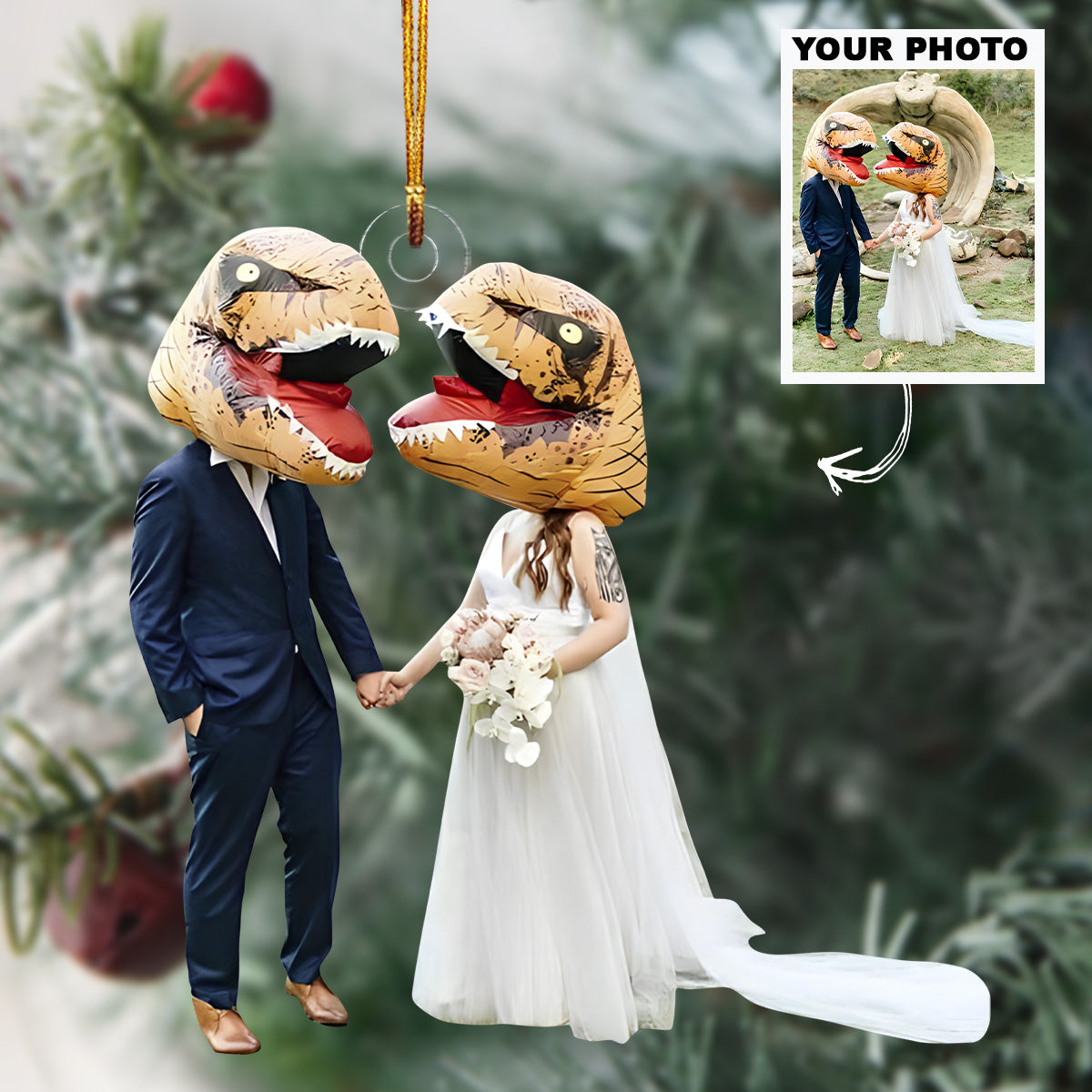 Funny Wedding - Personalized Photo Mica Ornament - Customized Your Photo Ornament - Christmas Gift For Couples, Wife, Husband