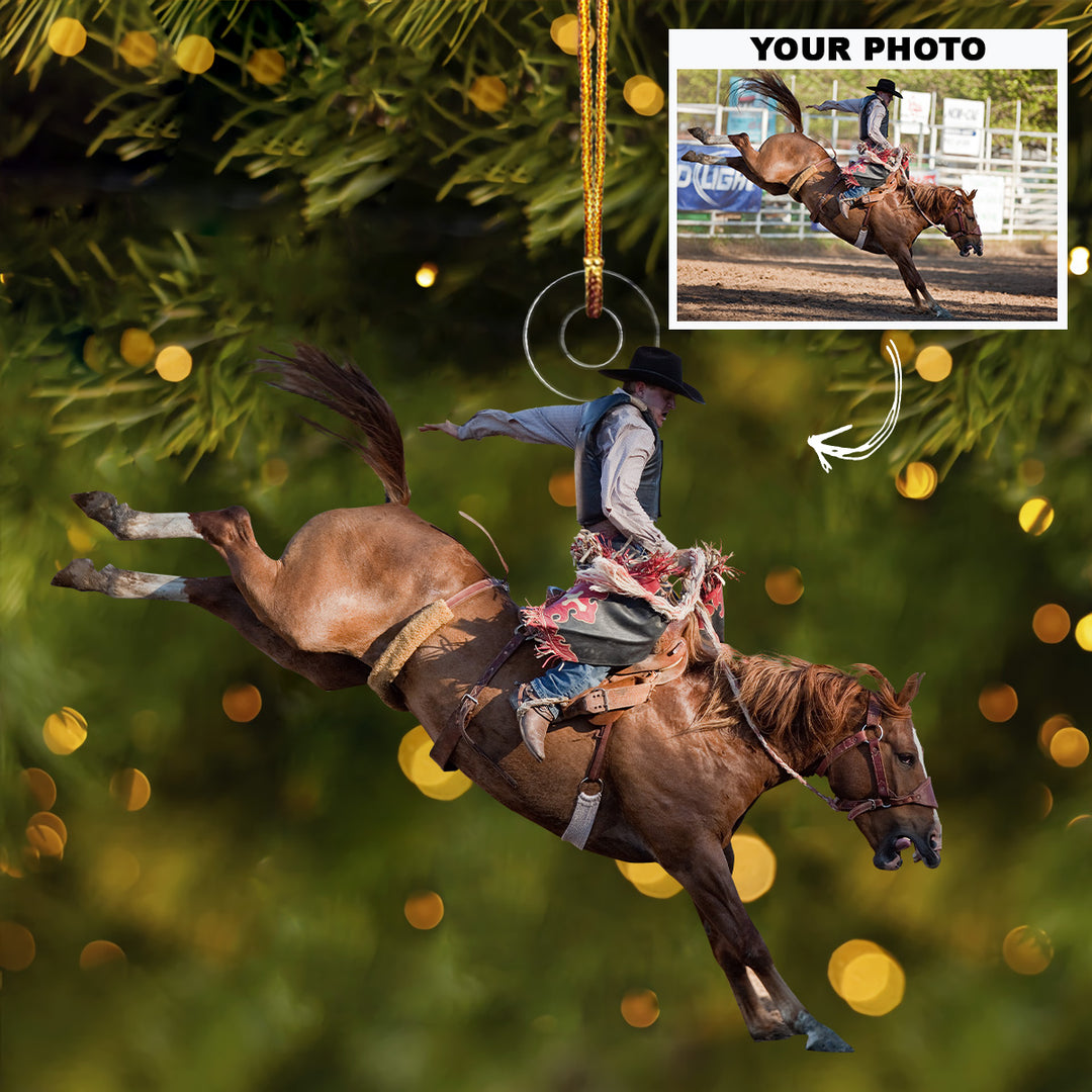 Personalized Photo Mica Ornament - Christmas, Birthday Gift For Family Member, Rodeo Lover - Customized Your Photo Ornament