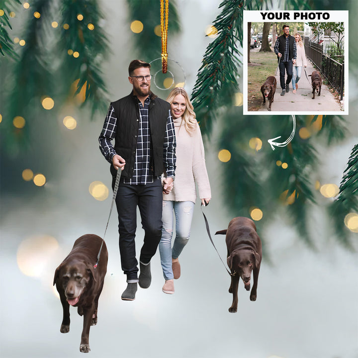 Walking The Dog - Personalized Photo Mica Ornament - Customized Your Photo Ornament - Christmas Gift For Dog Owners, Dog Lovers