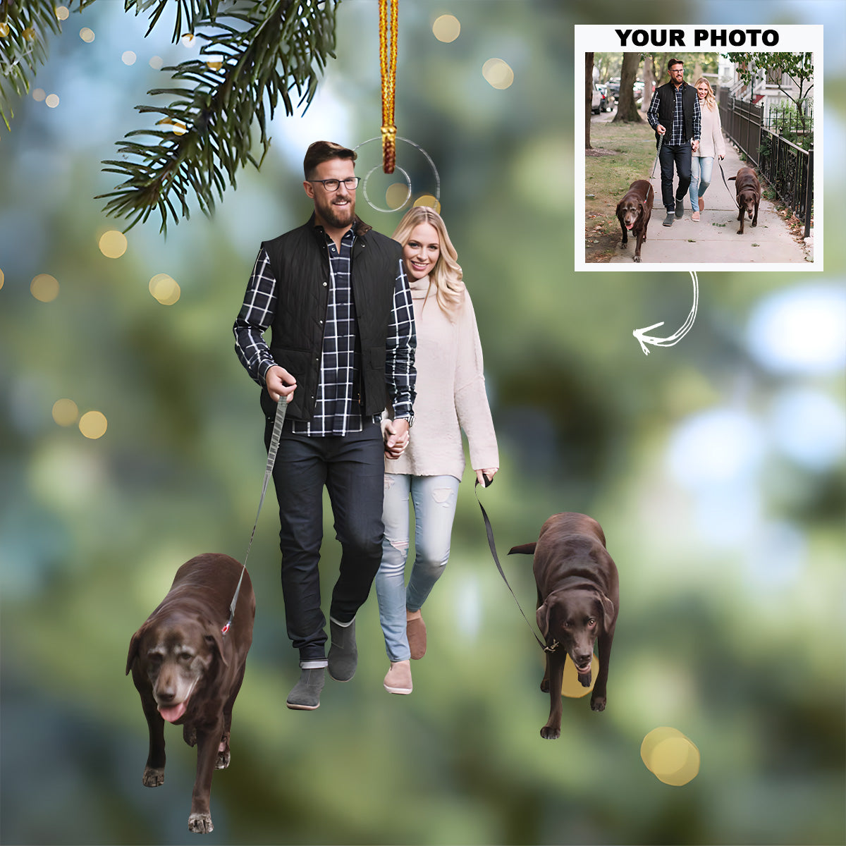 Walking The Dog - Personalized Photo Mica Ornament - Customized Your Photo Ornament - Christmas Gift For Dog Owners, Dog Lovers