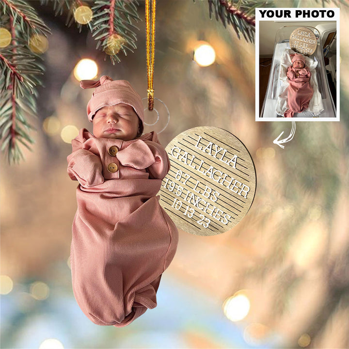 Baby First Christmas Ornament - Personalized Custom Photo Mica Ornament - Christmas Gift For Baby, Family Members