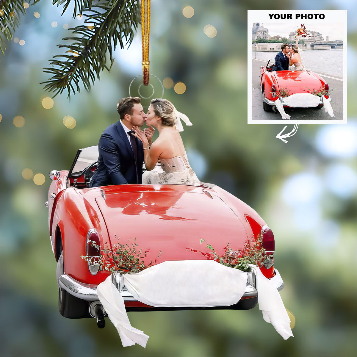 Just married personalized wedding christmas ornament online