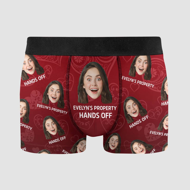 Funny Hands Off - Personalized Custom Men's Boxer Briefs - Gift For Couple