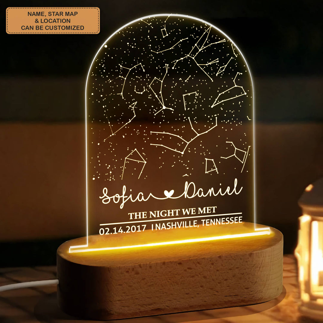 The Night We Met Constellation Star Map - Personalized Custom Acrylic LED Night Light - Gift For Couple, Husband, Wife
