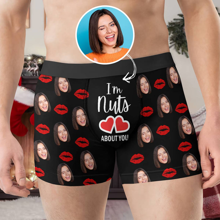 I Am Nuts About You - Personalized Custom Men's Boxer Briefs - Gift For Couple, Boyfriend, Husband