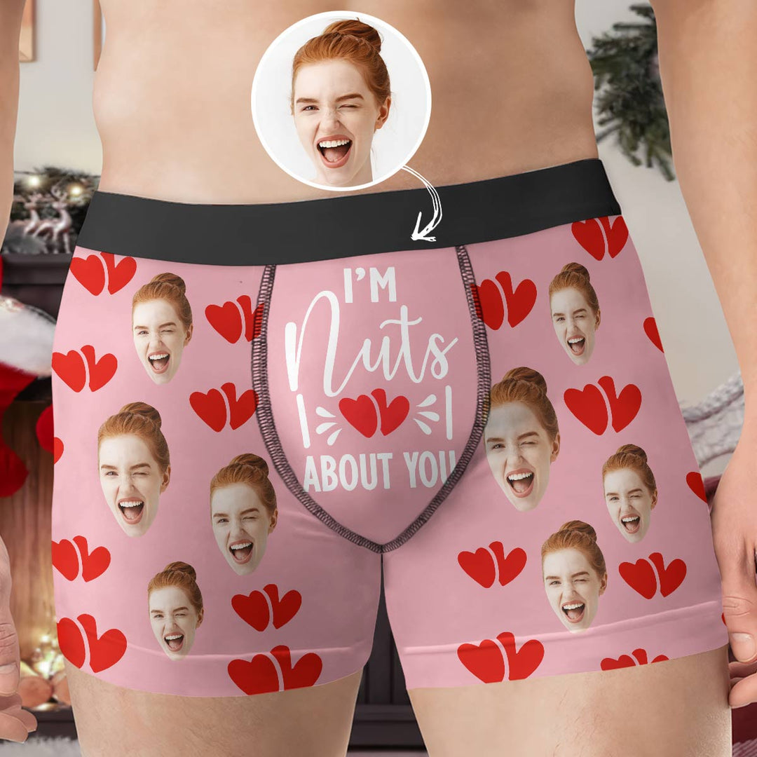I'm Nuts About You - Personalized Custom Men's Boxer Briefs - Gift For Couple, Boyfriend, Husband