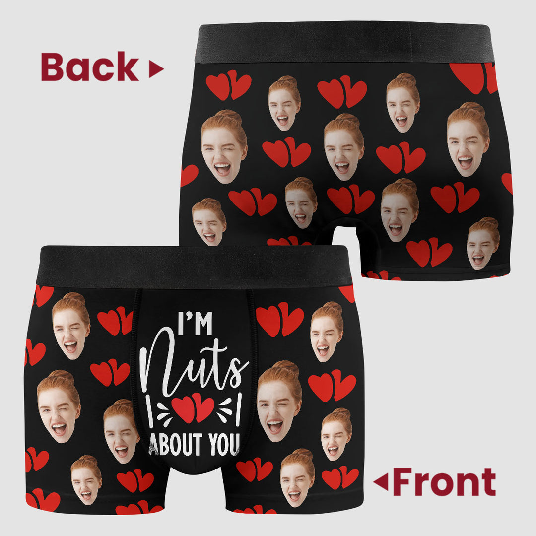 I'm Nuts About You - Personalized Custom Men's Boxer Briefs - Gift For Couple, Boyfriend, Husband