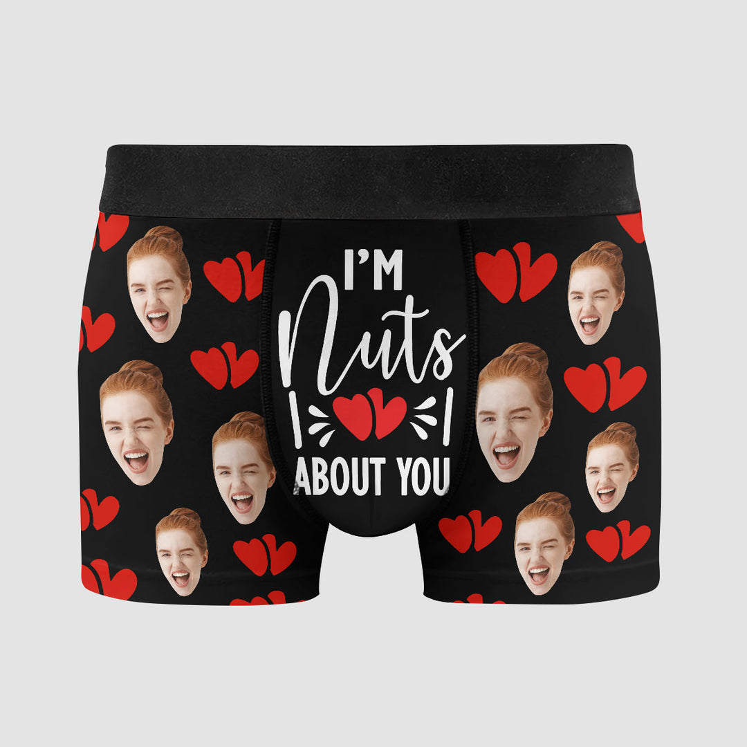 I'm Nuts About You - Personalized Custom Men's Boxer Briefs - Gift For Couple, Boyfriend, Husband