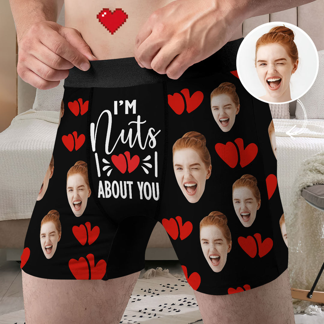 I'm Nuts About You - Personalized Custom Men's Boxer Briefs - Gift For Couple, Boyfriend, Husband