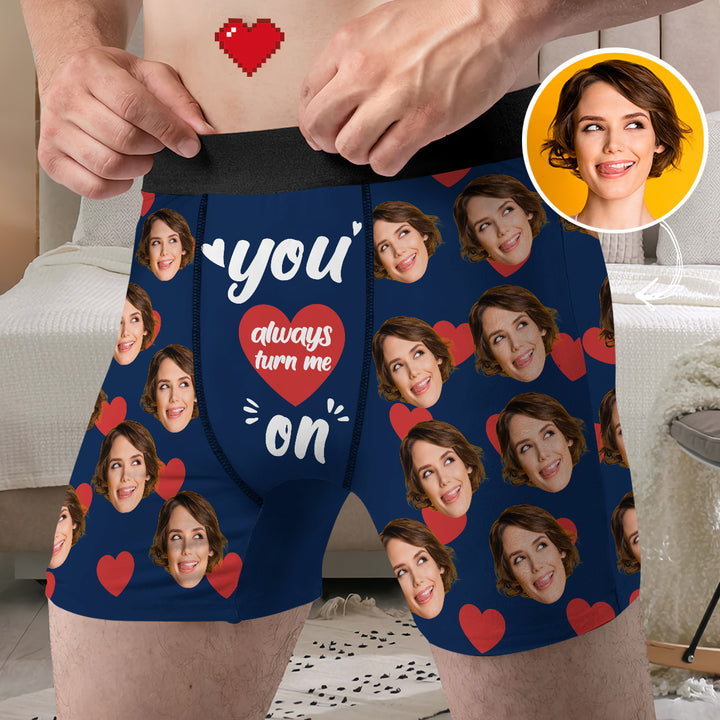 You Always Turn Me On - Personalized Custom Men's Boxer Briefs - Gift For Couple, Boyfriend, Husband
