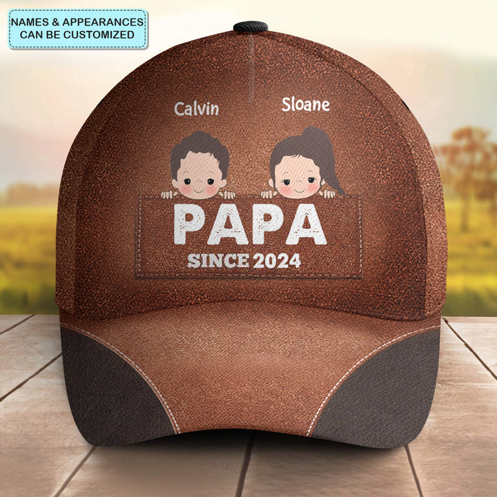 Papa Since - Personalized Custom Classic Cap - Father's Day Gift For Dad, Grandpa