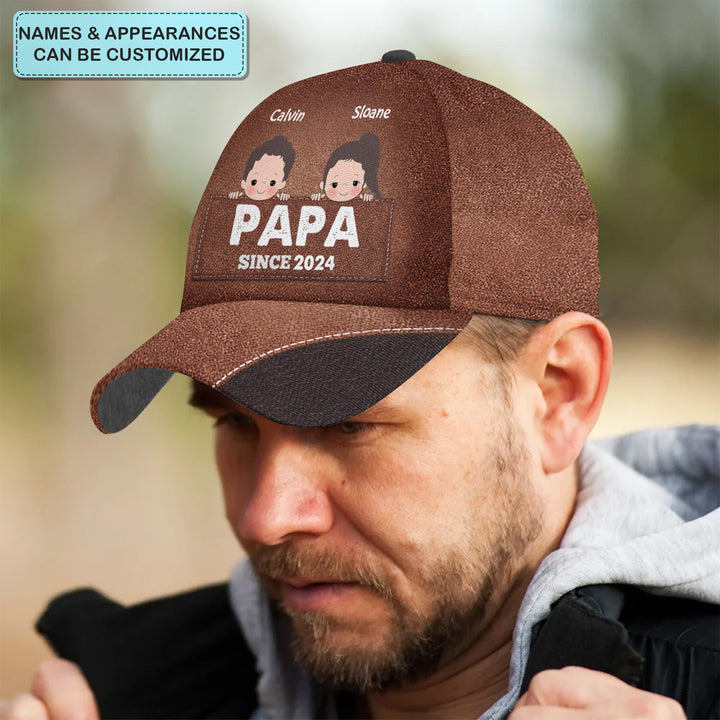 Papa Since - Personalized Custom Classic Cap - Father's Day Gift For Dad, Grandpa