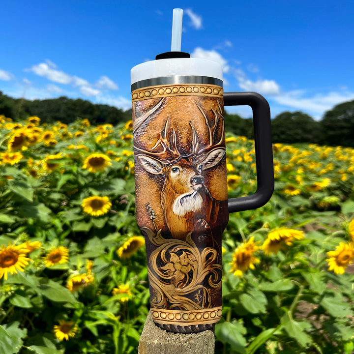 Deer Head -  Tumbler With Handle - Gift for Hunting Lovers - NCU0DV011
