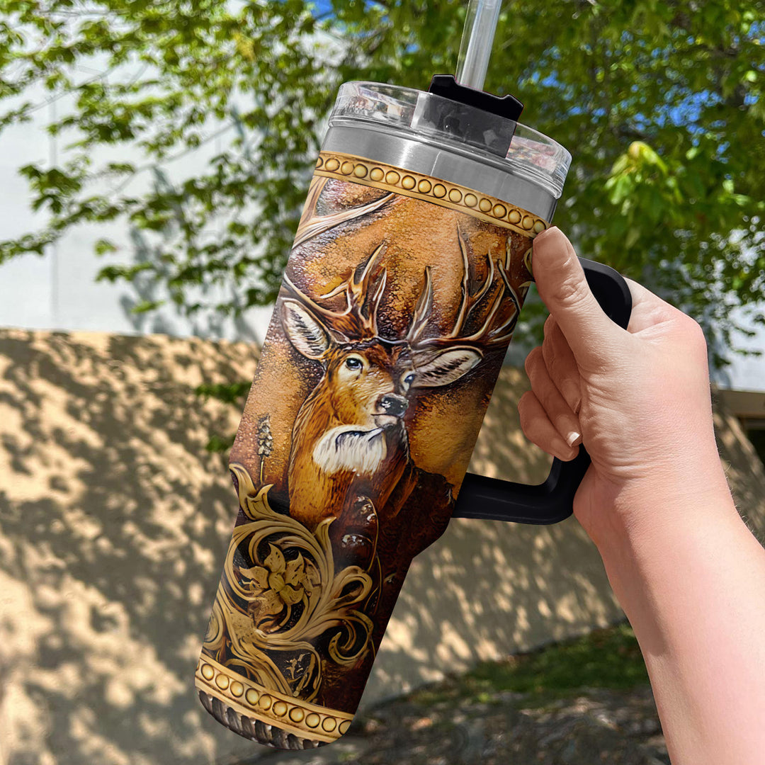 Deer Head -  Tumbler With Handle - Gift for Hunting Lovers - NCU0DV011