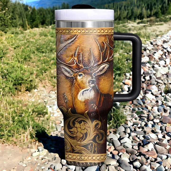 Deer Head -  Tumbler With Handle - Gift for Hunting Lovers - NCU0DV011