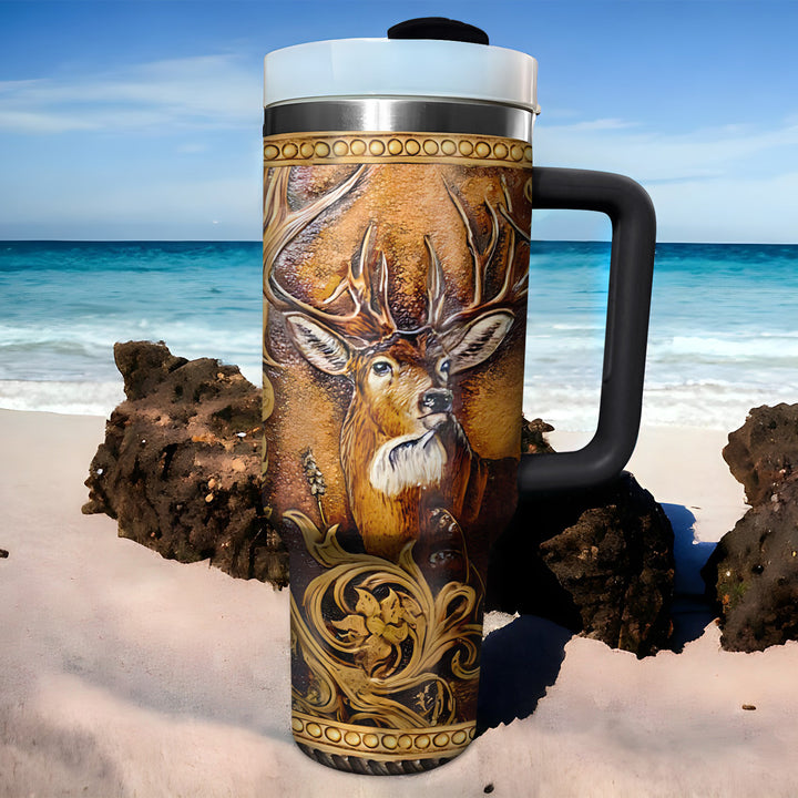 Deer Head -  Tumbler With Handle - Gift for Hunting Lovers - NCU0DV011