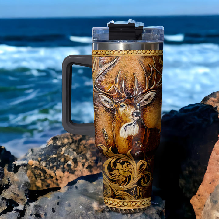 Deer Head -  Tumbler With Handle - Gift for Hunting Lovers - NCU0DV011