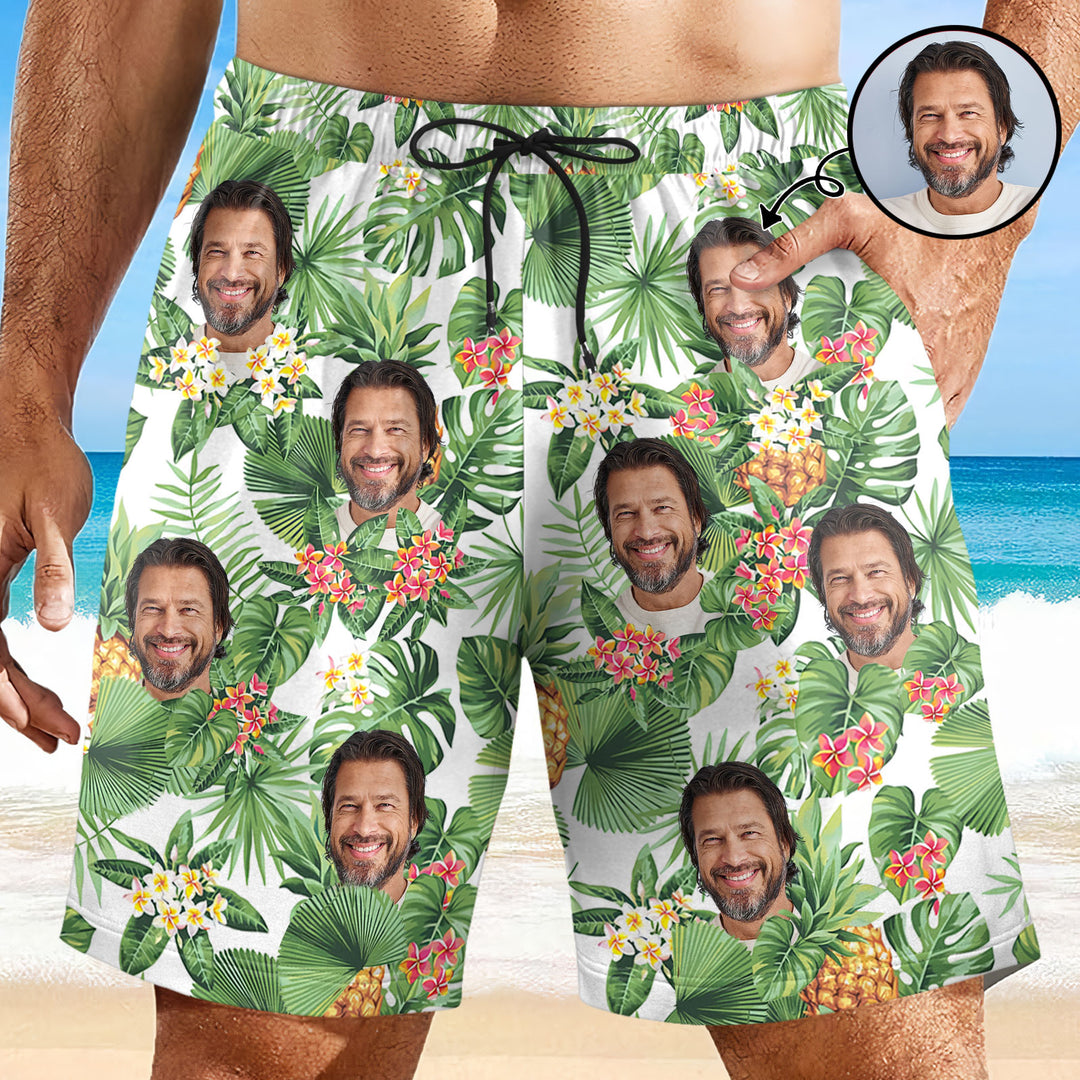 Funny Family Pet Face - Personalized Unisex Man Beach Shorts