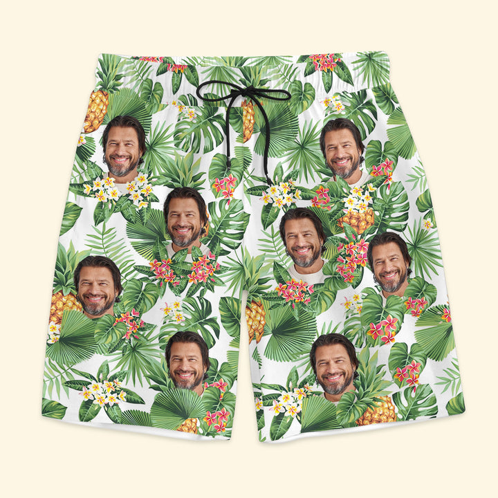 Funny Family Pet Face - Personalized Unisex Man Beach Shorts