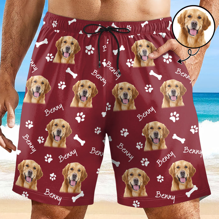 Aloha Beach Dog Bone Custom Photo - Personalized Unisex Man Beach Shorts -  Gift For Dog Lovers